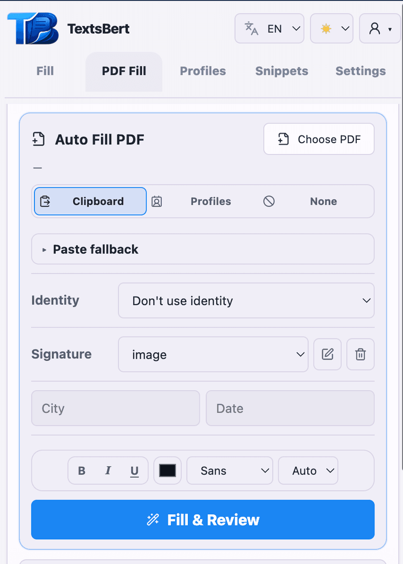 18 outils PDF locaux, dont un puissant Auto Fill PDF.