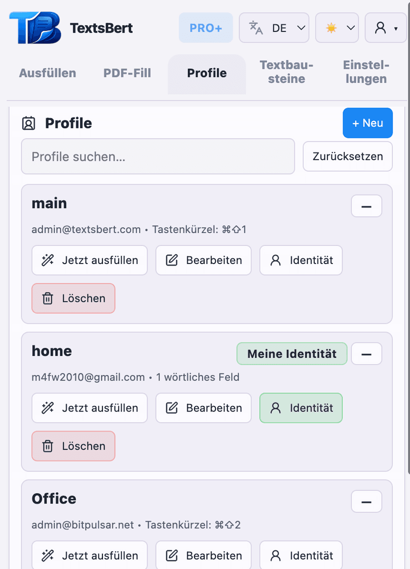 Durch Sicherung, Export und Import bleiben wiederverwendbare Setups portabel und wiederherstellbar.