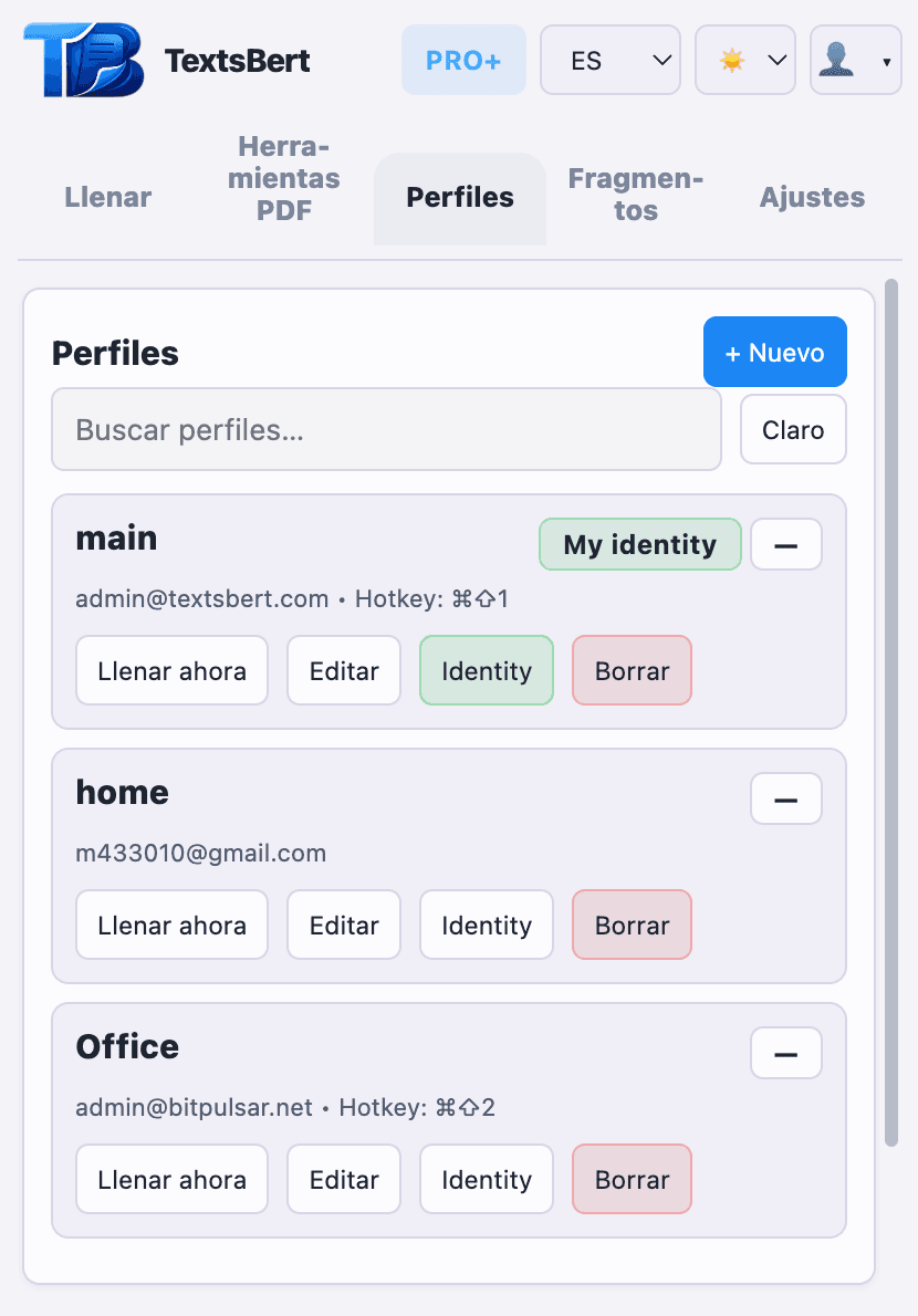 Los perfiles dejan identidad y datos de empresa listos
