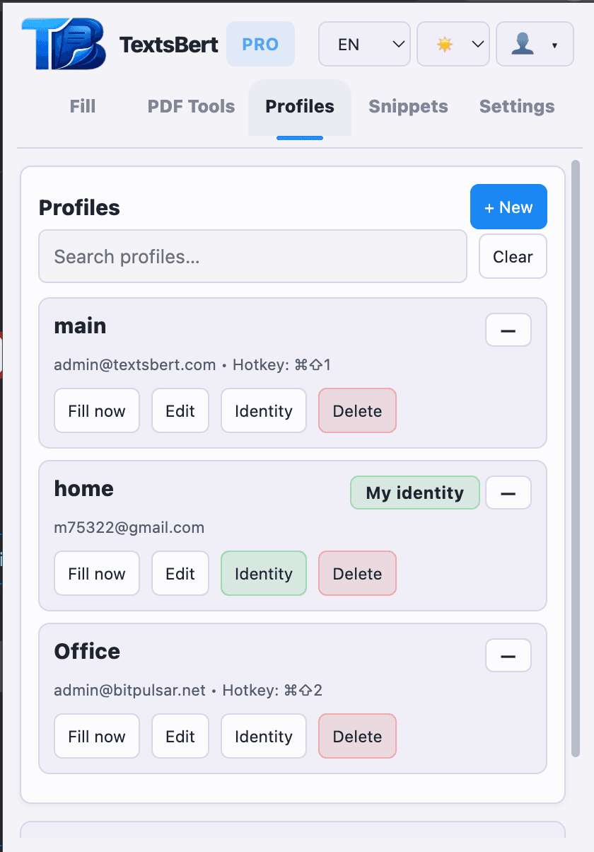 Profiles, snippets & saved field rules
