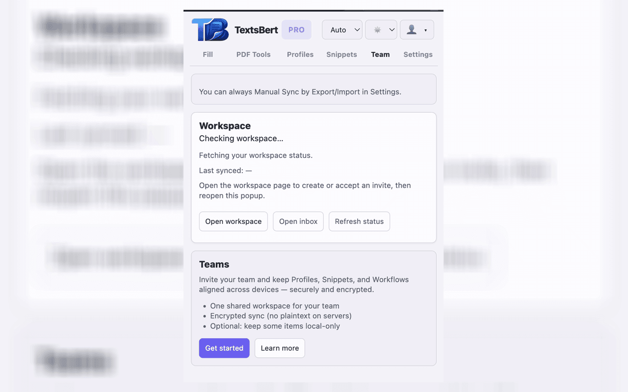 Workspace sync helps when the setup needs a shared layer, not just one browser.