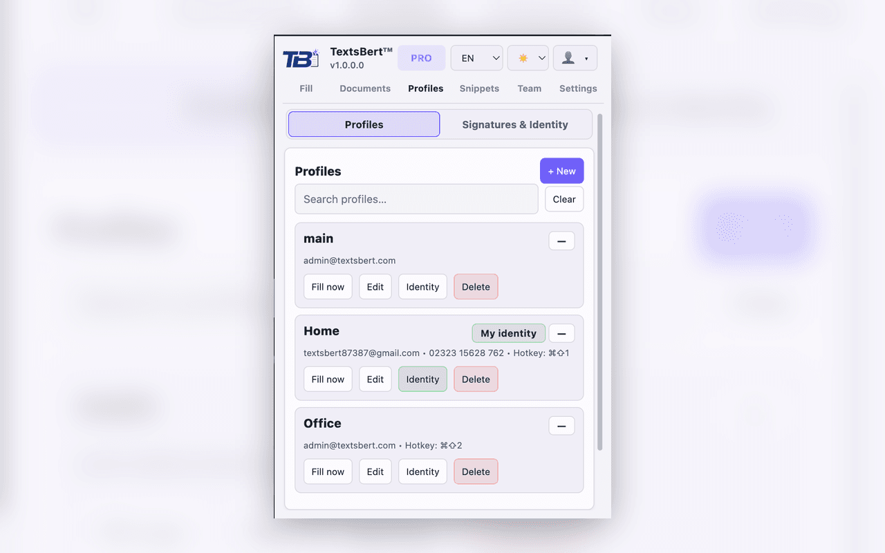Profiles and reusable identity